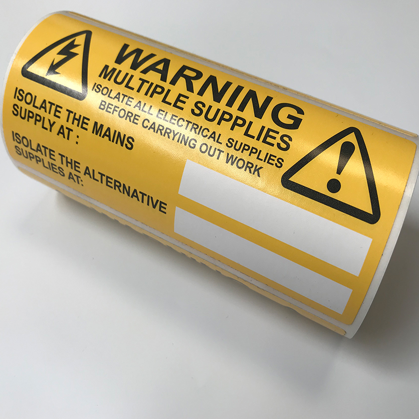 100 x 75mm 100 Electrical Caution Harmonised Labels Mixed Wiring Stickers
